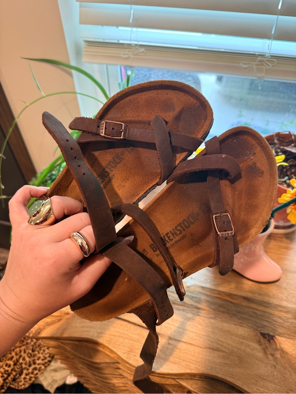 Birkenstock Womems Brown Suede Adjusting ankle strap
